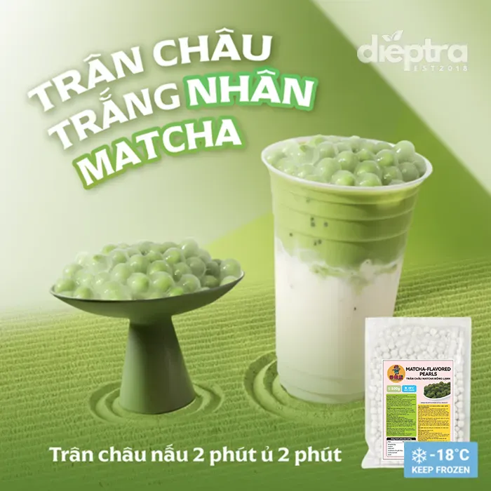 Trân Châu Trắng Nhân Matcha | Đông Lạnh - Ảnh 1