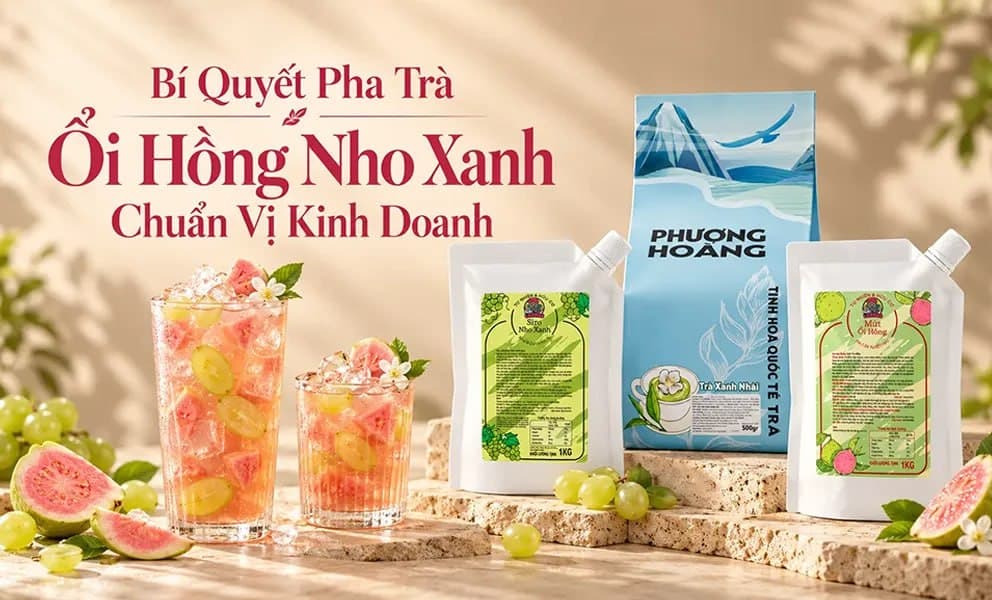 Bí Quyết Pha Trà Ổi Hồng Nho Xanh Chuẩn Vị Kinh Doanh